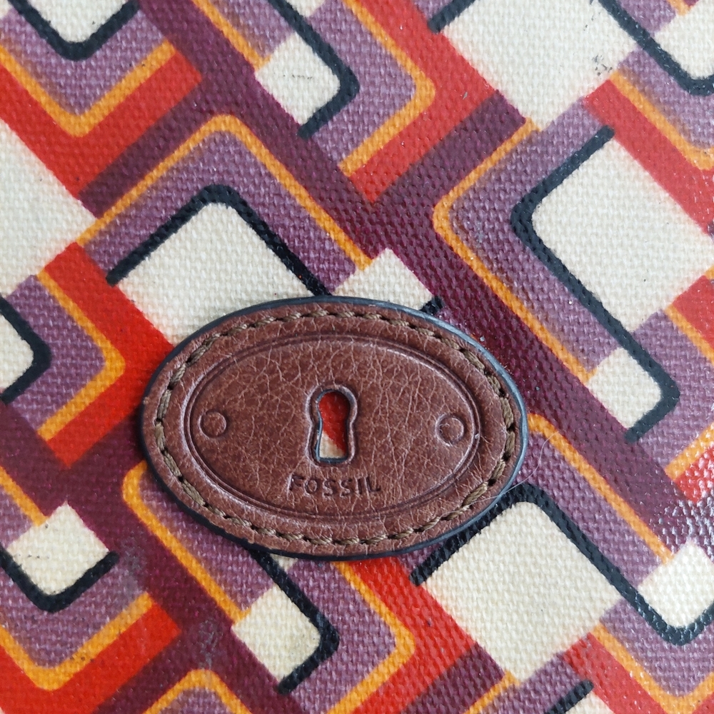 Fossil Key-Per Coated Canvas Geometric Print Case… - image 3